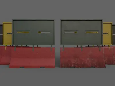 PBR Concrete Roadblock Barrier V4 Low-poly 3D model
