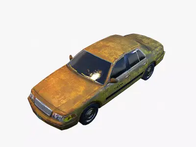 Old Car Taxi Low-poly 3D model