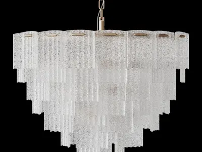 Round pendant chandelier made of ribbed glass light 3D model