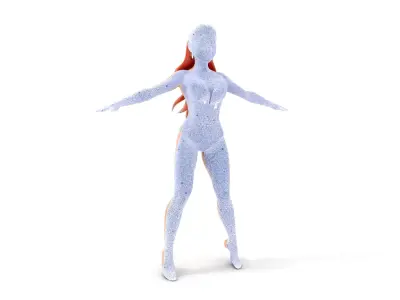 Glamorous Redhead Female Character Model Rigged and Animated Low-poly 3D model