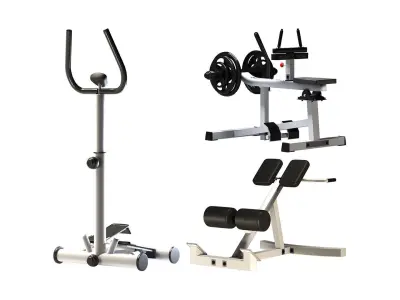 30 pieces of gym equipment 3D model
