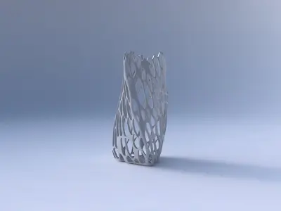 Vase twist curved tipping triangle 2 with cracked organic lat... 3D print model