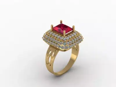 Ruby And Diamonds Ring 3D print model