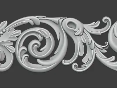 Bas-relief ornate scroll design 3D model