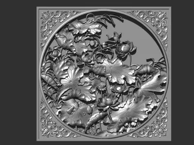 Bas-relief of lotus 3D print model