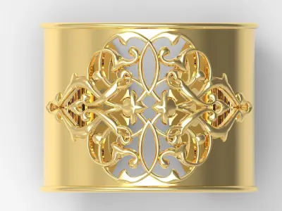 Gold cuff bangle Islamic design model bg0006 3D print model