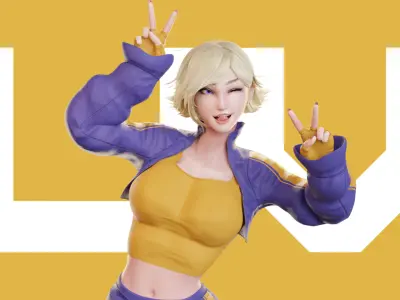 Stylized Female Fighting Character - Liv Low-poly 3D model