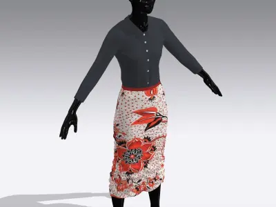 Woman Cloth Dress Low-poly 3D model