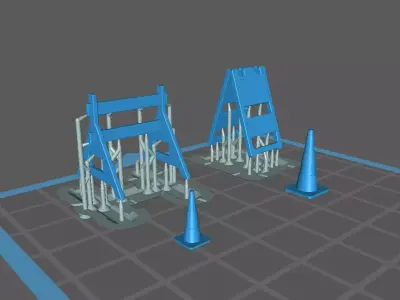 Traffic cones and easel 3D print model