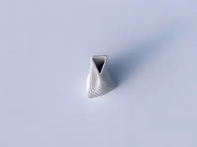 Vase twist grounded tipping triangle with wavy extruded lines 3 3D print model