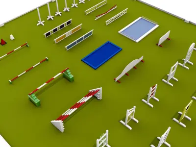 Horse jumping obstacle small pack low poly 3D model