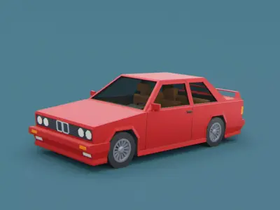 Stylized Cartoon Euro Coupe Car  Low-poly 3D model