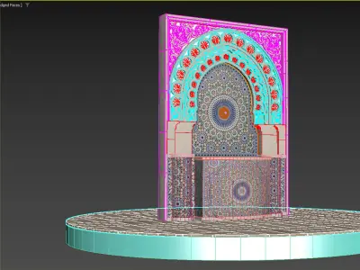 Moroccan Fountain With Mosaic Tiles 3D model