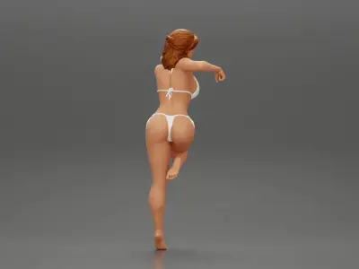 Sexy girl in bikini Leaning Against car 3D print model