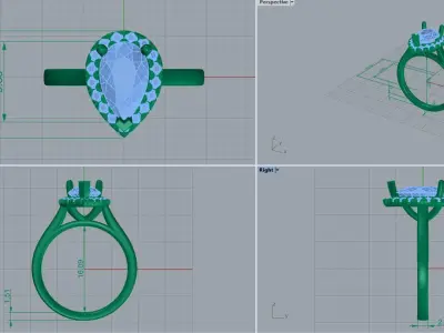 pear shape ring 115 3D print model