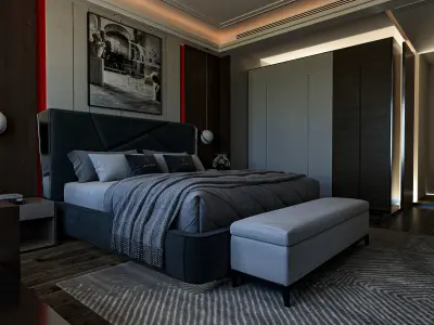 Indulge in Opulent Luxury with This 3D Bedroom Model 3D model