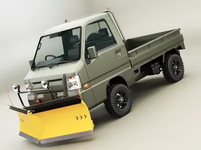 Kei-Truck V Snowplow Low-poly 3D model