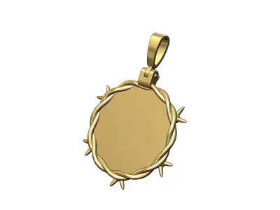 Floral heart scroll barbwire thornes pendant with bail 3D print model