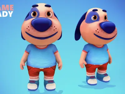 Dog Low poly Animated Rigged Low-poly 3D model