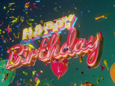 Happy Birthday Message Animation 3D model