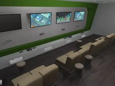 Game room - interior and props Low-poly 3D model