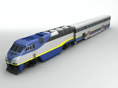 F59PHI Locomotive Train With Passenger Car Low-poly 3D model