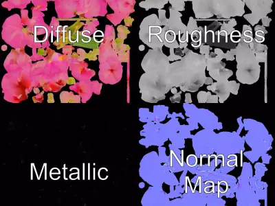 Pink Gladiolus Flower model pack Low-poly 3D model