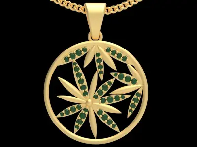 leaves pendant  jewelry gold silver 3D print model 3D print model