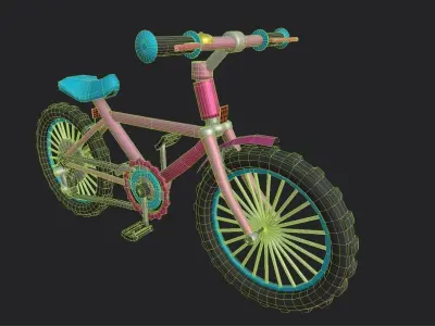 Bicycle Pink Low-poly 3D model