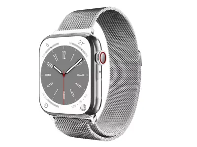 Apple Watch 8 Series - Silver Stainless Steel Milanese Loop 3D model