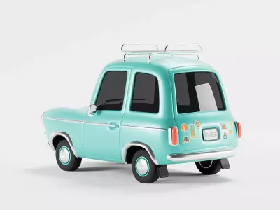 Stylized retro hatchback 3D model