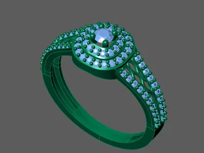 Womens Rings With Stone Ring Ready STL 3DM Models Rings women 3D print model