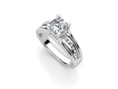 aj-012 diamond engagement ring gold and gold 3D print model