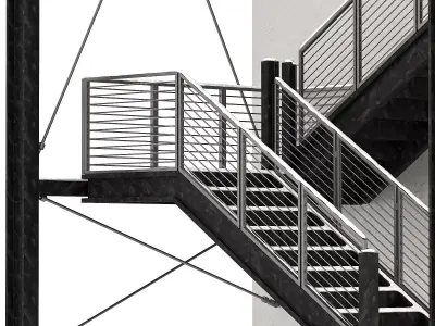 Snowy Factory Staircase 3D model