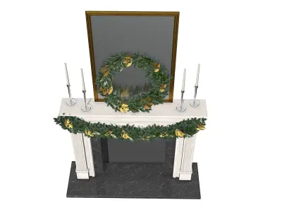 Christmas Firestone Mantel Low-poly 3D model