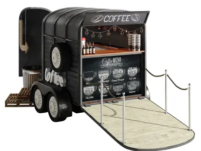 Coffee truck set 3 3D model