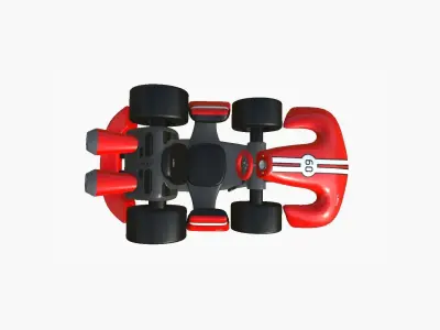 Cartoon Kart D01 Red - Vehicle Racing Design Low-poly 3D model