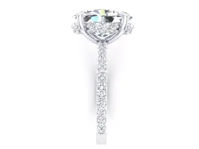 Oval Engagement Ring Solitaire With Hidden Halo 3DM 3D print model