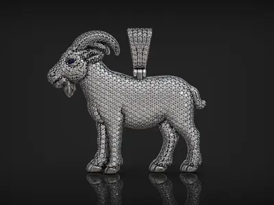Iced Out Luxury Goat Hip Hop Diamond Star Pendant 3D print model