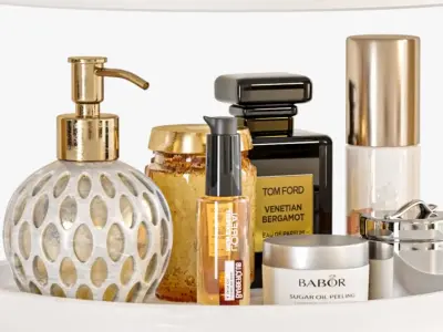 Set of cosmetics perfumes for make-up in the Beauty Salon 3D model