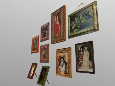 Grotesque Paintings Low-poly 3D model