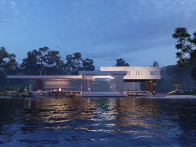 Super modern beach luxury villa house Revit n Lumion building 3D model