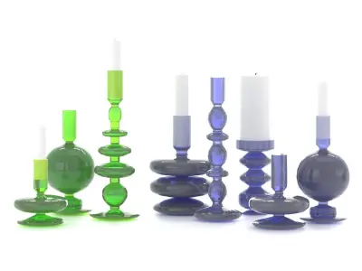 Glass Candelabra Set For Decoration 3D model