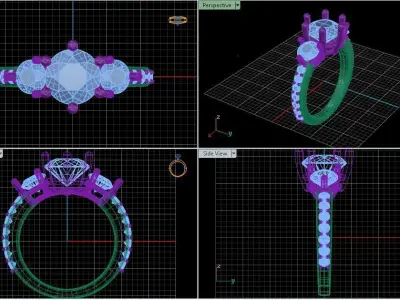 Engagement Ring With Diamond Around It 3D model