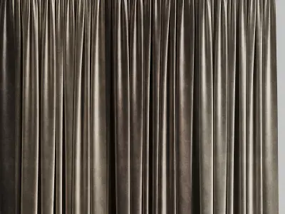 Curtain with rod 001 brown curtain HBH Low-poly 3D model