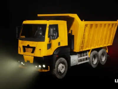 Driveable Animated Construction Truck 02 Low-poly 3D model
