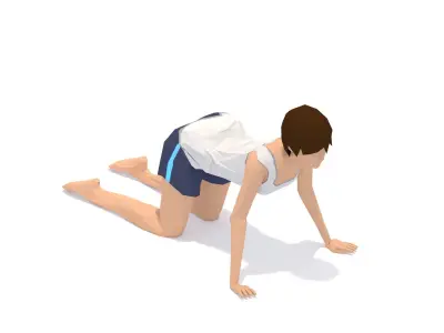 Cow  Yoga Exercise Woman Animation Low-poly 3D model