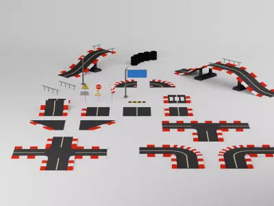 Low Poly Road Assets Low-poly 3D model