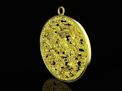 Jewelry ornate gold pendant Free 3D print model