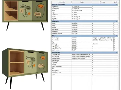 Parametric Sideboard Furniture for Revit 3D model